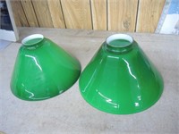 2 LARGE GREEN LAMP SHADES