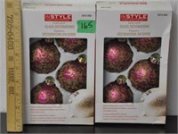2 boxes of glass Xmas ornaments - new