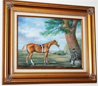 Jane Thayer Gent w/ Horse Painting on Canvas