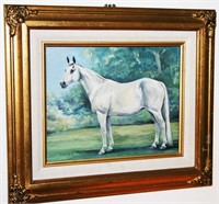 Jane Thayer White Horse Painting on Board
