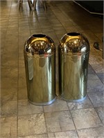 (2) Brass Trash Cans w/ Lid
