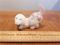 Fenton Glass Hand Painted Puppy Signed 4" L