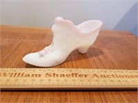 Fenton Glass Hand Painted Slipper Signed 6" L