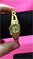 Seiko w/ Gold Nugget Watch Casing 10 Kt Gold