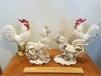 Porcelain Roosters & Chicken 1 Lot