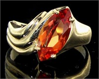 10kt Gold Marquise 2.50 ct Orange Sapphire Ring