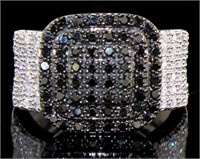 Brilliant 1.00 ct Black & White Pave' Diamond Ring