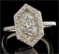 Antique Style 1.50 ct White Topaz Baguette Ring