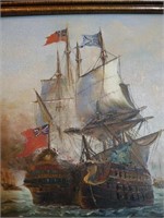 British Ship Oil on Canvas 13x12"