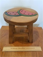 Wooden Watermelon Stool 9 & 1/2" H