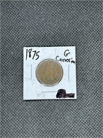 Extra Rare Early 1875 Indian Head Cent Good Grade