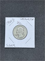 1942 D WWII Era Washington SIlver Quarter
