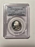 1998 S Proof Silver Quarter Cert PCGS PR69 DCAM