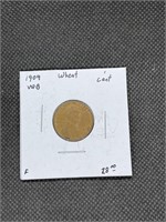 Rare 1909 VDB Lincoln Wheat Cent Fine Grade