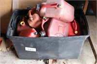 BIN OF 7 GAS CANS