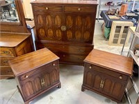 Mid century modern chest and 2 nightstands