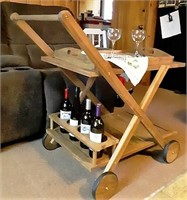 Acadia Wood Wine Cart with Detachable Tray