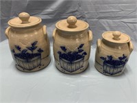 3 NICE SALMON FALLS STONEWARE / CROCK / CANISTERS