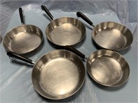 (5) STAINLESS STEEL REVERWARE FRYING PANS