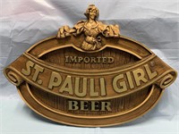 VINTAGE ST. PAULI GIRL IMPORTED BEER SIGN