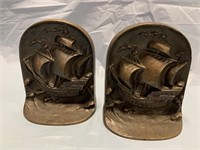 PAIR OF BRASS SHIP / SAIL BOAT BOOKENDS #3