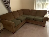 TAN / GREEN WRAP AROUND COUCH