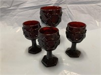 GROUP OF 4 AVAON RUBY RED GOBLETS