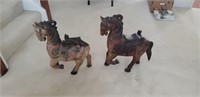 2 wooden horses