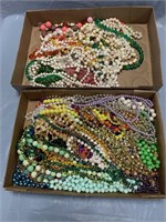 2 FLATS OF MIX JEWELRY / COSTUME RELATED NECKLACE