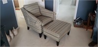 Ethan Allen upholstered armchair and footstool
