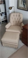 Dekorne upholstered armchair and footstool