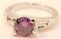 New Round Cut Purple Amethyst Ring (Size 6)