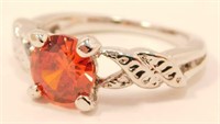 New Round Cut Red Zircon Ring (Size 6) New in