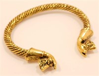 New Gold Tone Cuff Bracelet with Dragon Heads.
