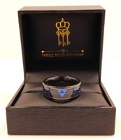 New Black & Blue Tungsten Carbide Ring (Size 8.5)