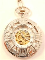 New Gear Faced Stainless-Steel Pocket Watch with