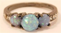 New Blue Fire Opal Ring (Size 9) Black Gold