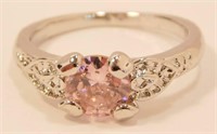 New Round Cut Pink Sapphire CZ Ring (Size 7) New