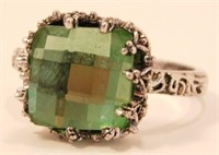 New Vintage Style Faceted Peridot Ring (Size 10)