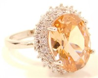 New Oval Cut Faceted Champagne Morganite Ring