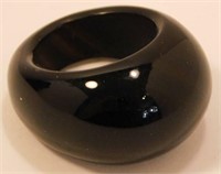 New Smooth Domed Black Agate Ring (Size 6) New in