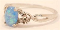 New Blue Fire Opal Ring (Size 9) Silver Filled.