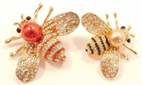 Two New Gold Queen Bee Brooches / Scarf Pins.