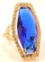 New Faceted Sapphire Blue Ring (Size 6) September