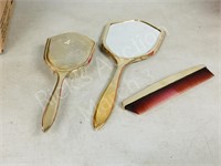 3 pc vanity set- comb, brush, mirror
