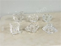 6- crystal bud vases & inkwells- unsigned