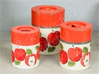 1960's tin canister set 3 pc  Apple theme