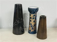 3 ceramic vases-  10" & 12.5" & 14.5" tall