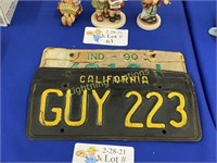 TWO VINTAGE LICENSE PLATES