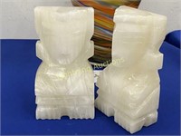 PAIR OF ALABASTER TIKI STATUE BOOKENDS